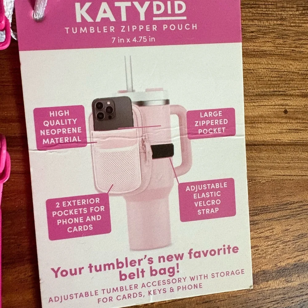 Katydid Pink Tumbler Zipper Pouch, NWOT!